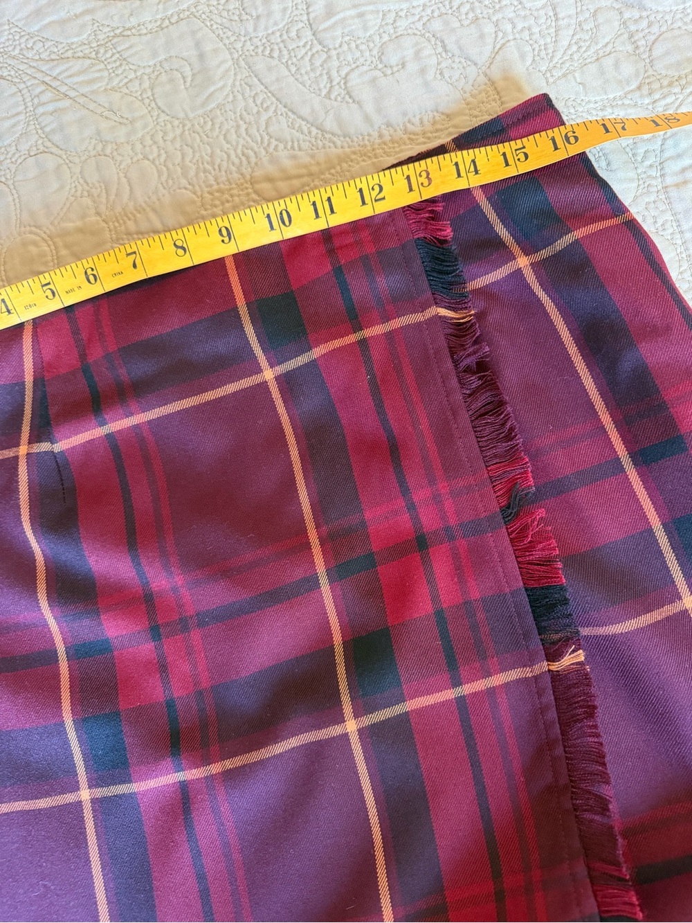 Vintage 90s Tartan Plaid Fringe Ankle Maxi Wrap Skirt 14 Holiday Heritage Prep - Picture 10 of 11